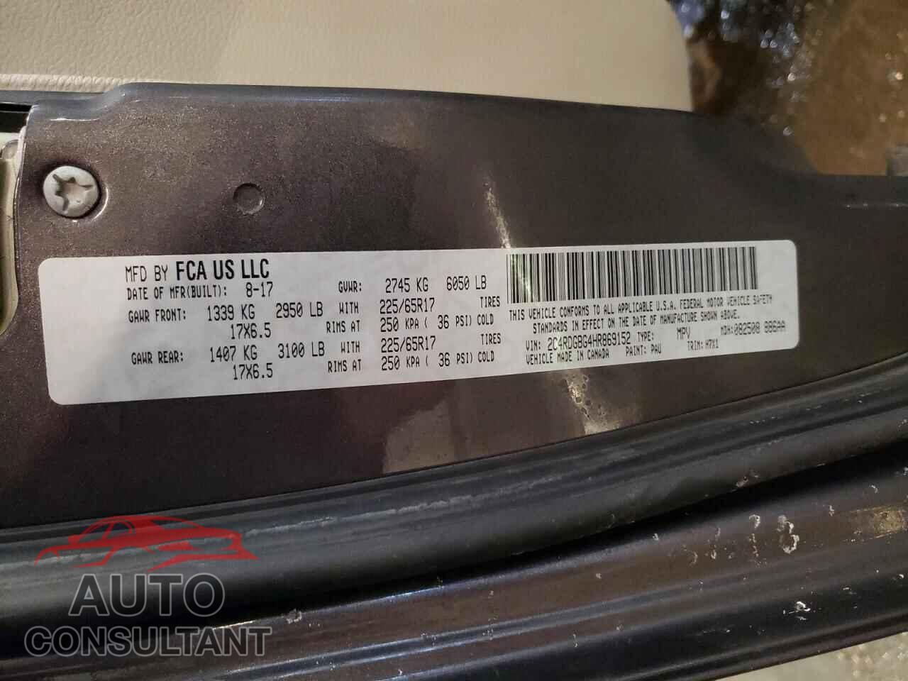 DODGE CARAVAN 2017 - 2C4RDGBG4HR869152
