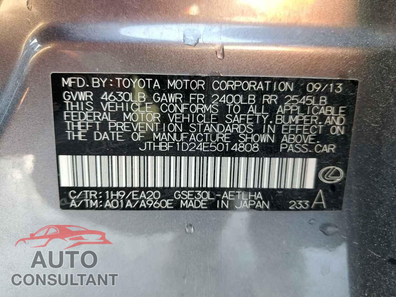 LEXUS IS 2014 - JTHBF1D24E5014808