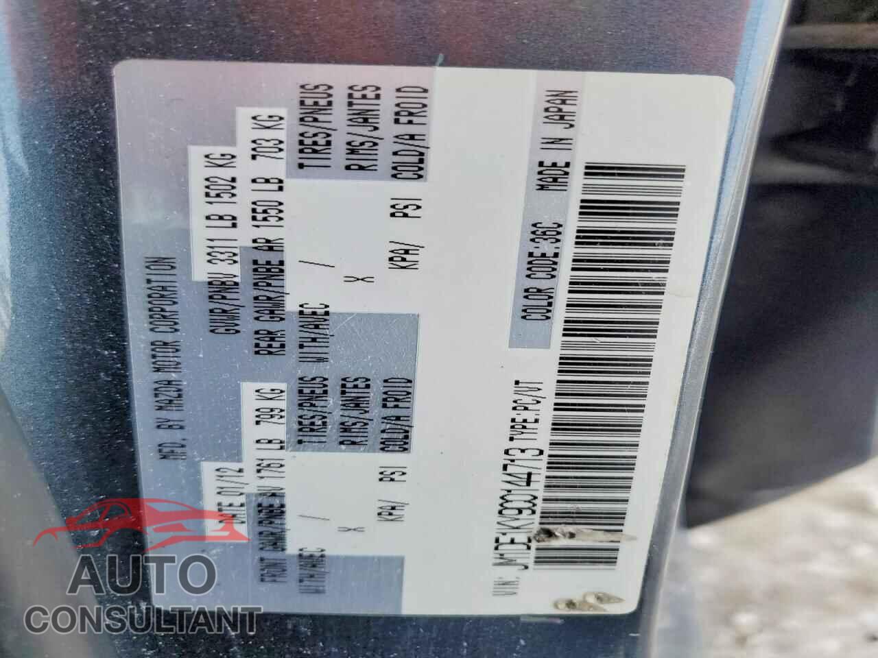 MAZDA 2 2012 - JM1DE1KY9C0144713