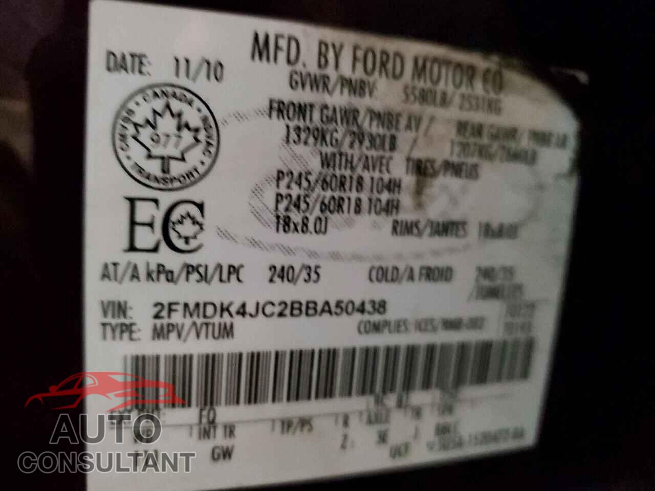FORD EDGE 2011 - 2FMDK4JC2BBA50438