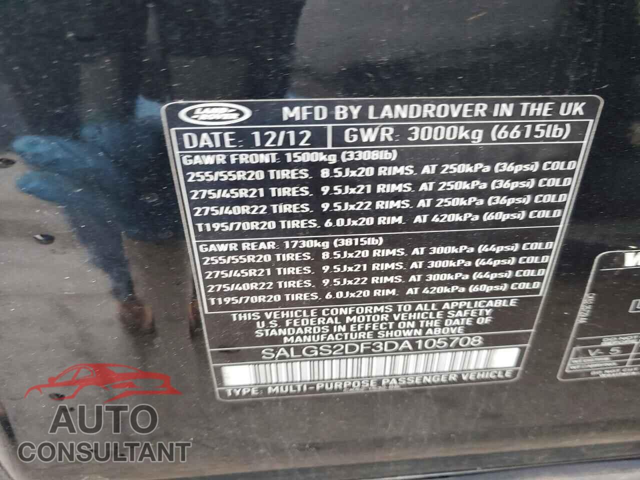 LAND ROVER RANGEROVER 2013 - SALGS2DF3DA105708
