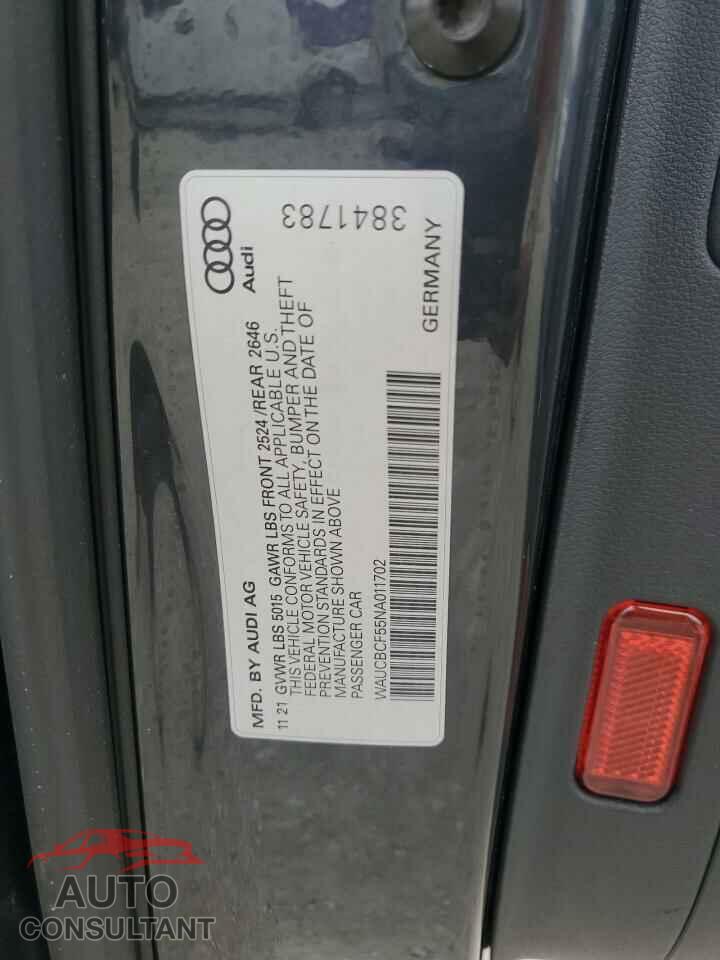 AUDI A5 2022 - WAUCBCF55NA011702
