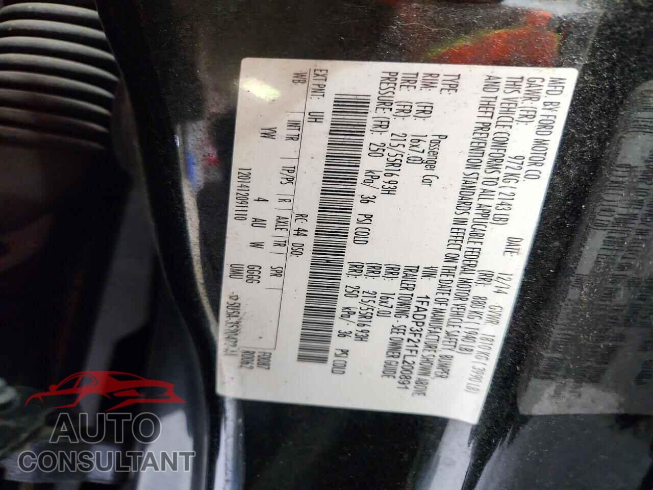 FORD FOCUS 2015 - 1FADP3F21FL200891