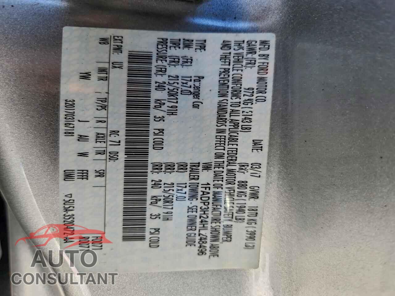 FORD FOCUS 2017 - 1FADP3H24HL248496