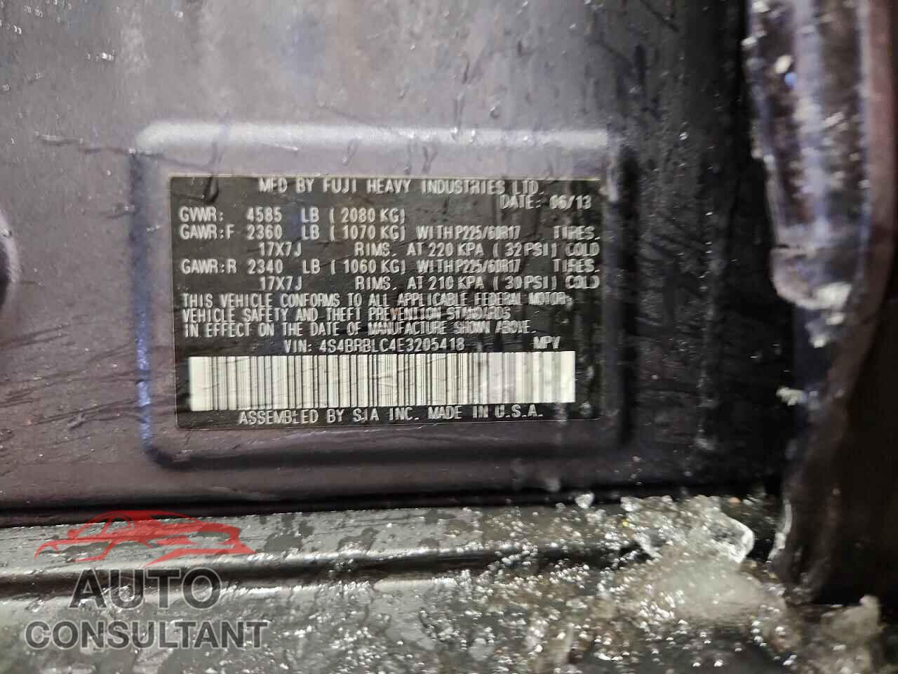 SUBARU OUTBACK 2014 - 4S4BRBLC4E3205418