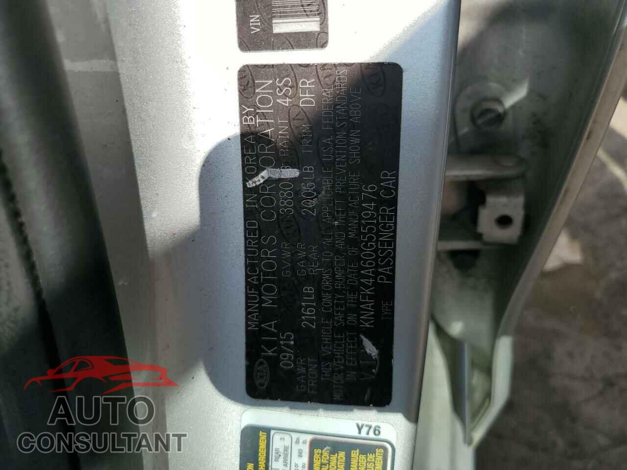 KIA FORTE 2016 - KNAFK4A60G5519476