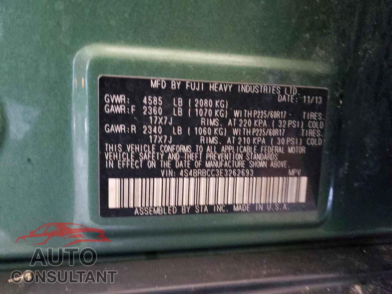 SUBARU OUTBACK 2014 - 4S4BRBCC3E3262693