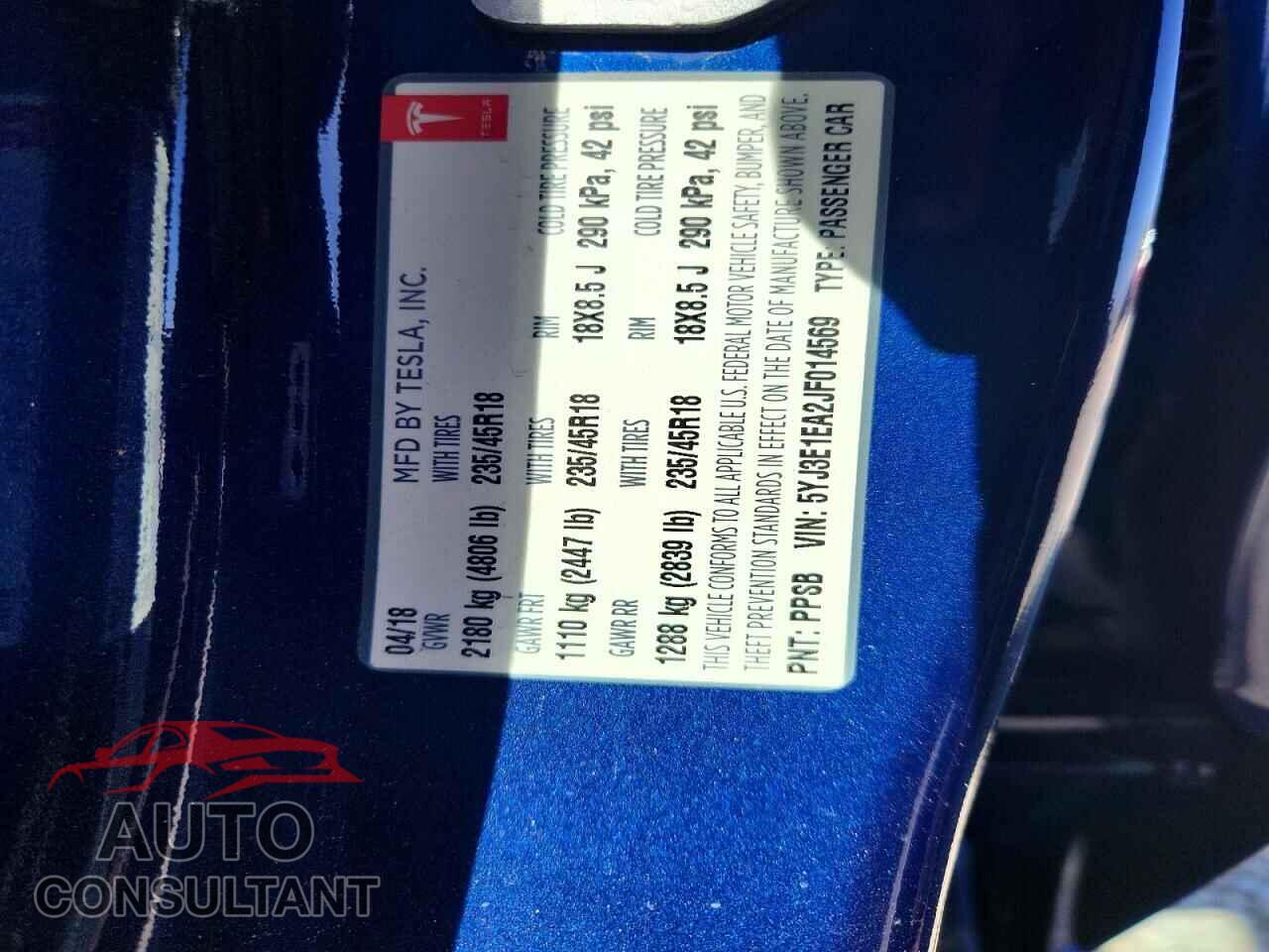 TESLA MODEL 3 2018 - 5YJ3E1EA2JF014569