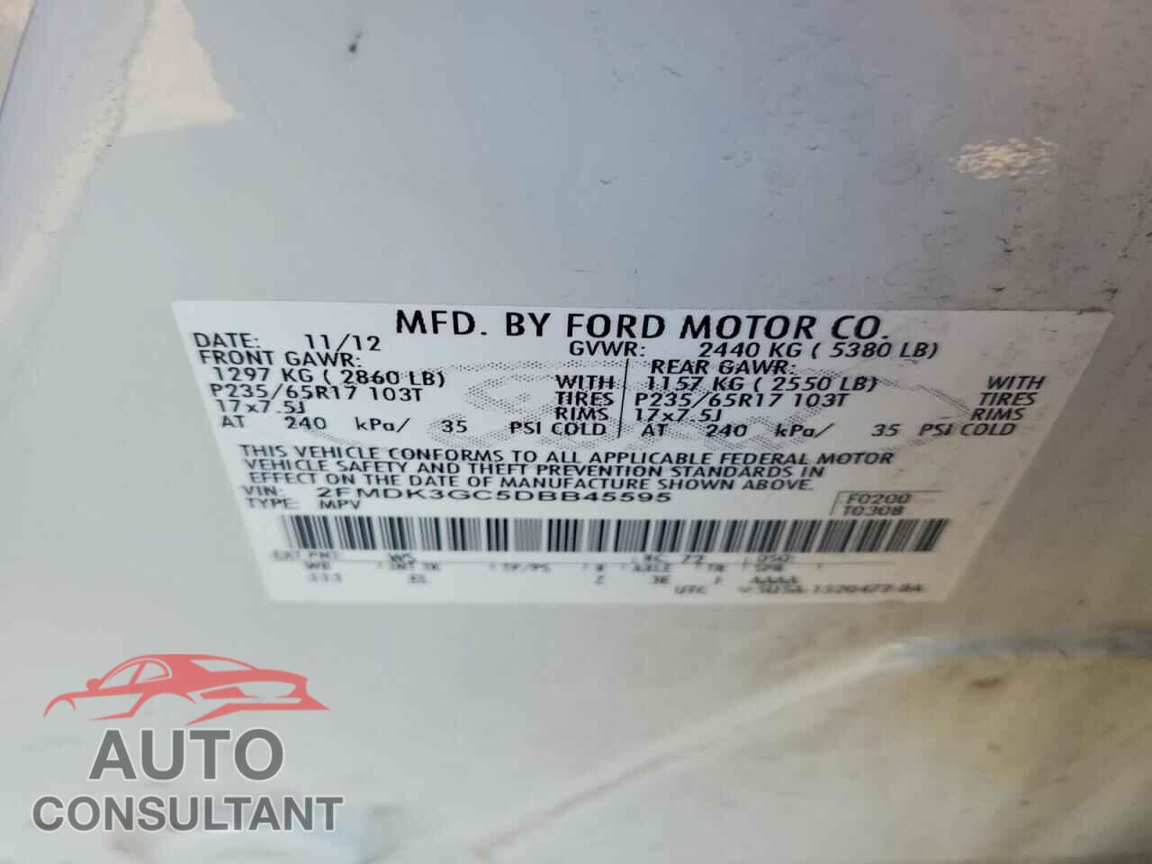 FORD EDGE 2013 - 2FMDK3GC5DBB45595