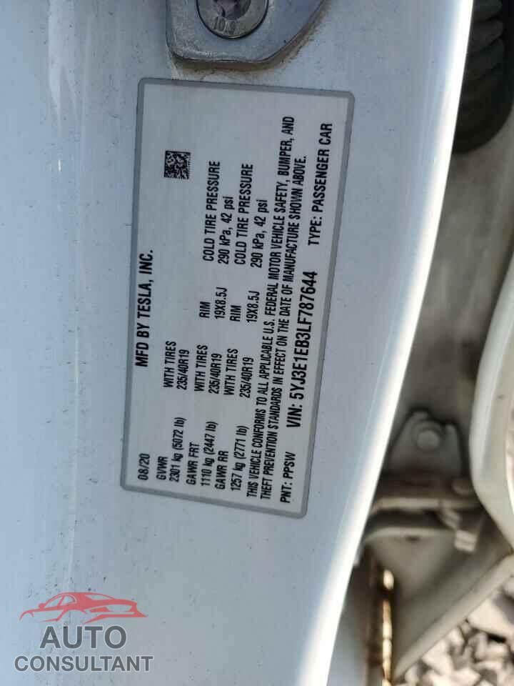 TESLA MODEL 3 2020 - 5YJ3E1EB3LF787644