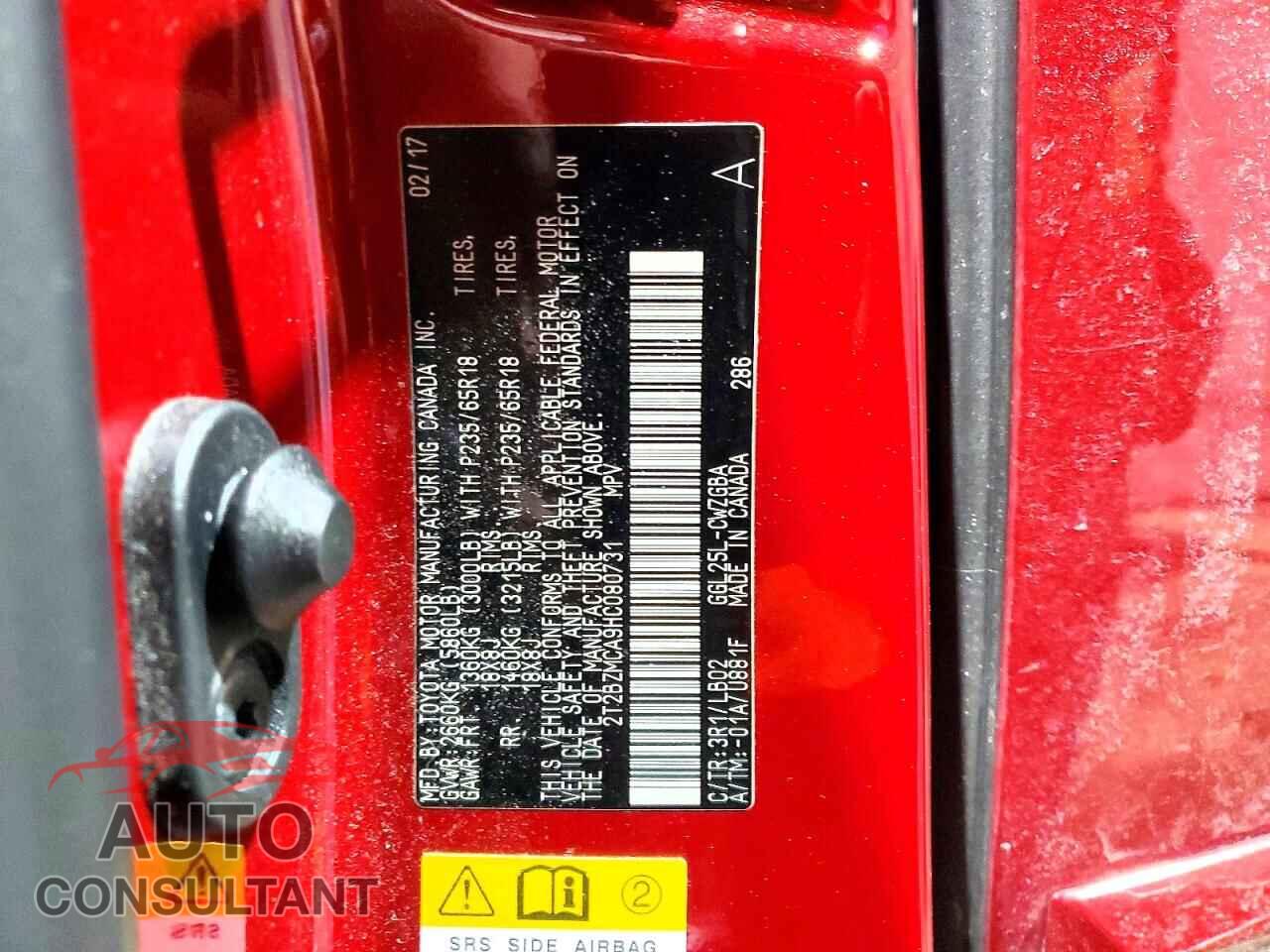 LEXUS RX350 2017 - 2T2BZMCA9HC080731