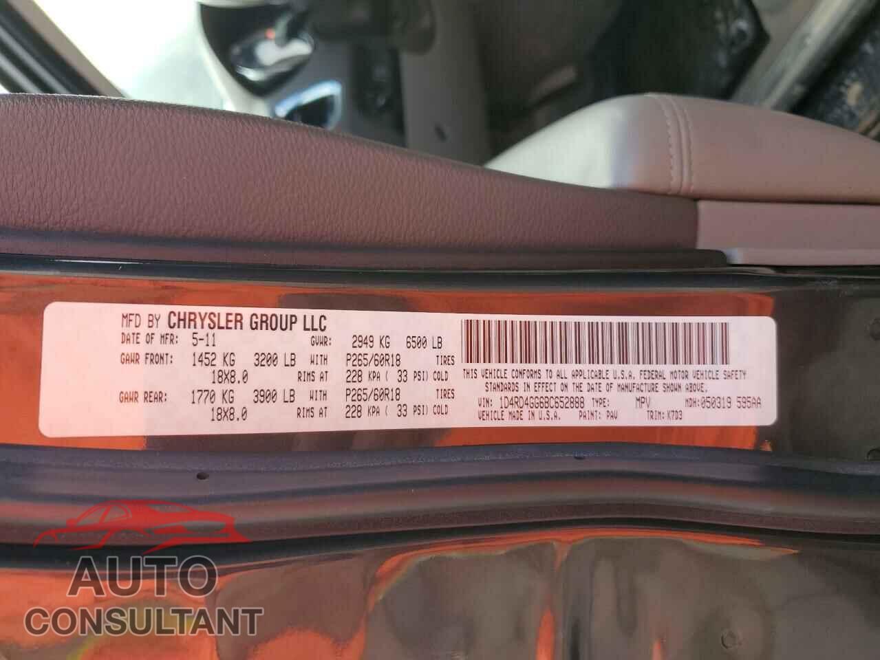 DODGE DURANGO 2011 - 1D4RD4GG6BC652888