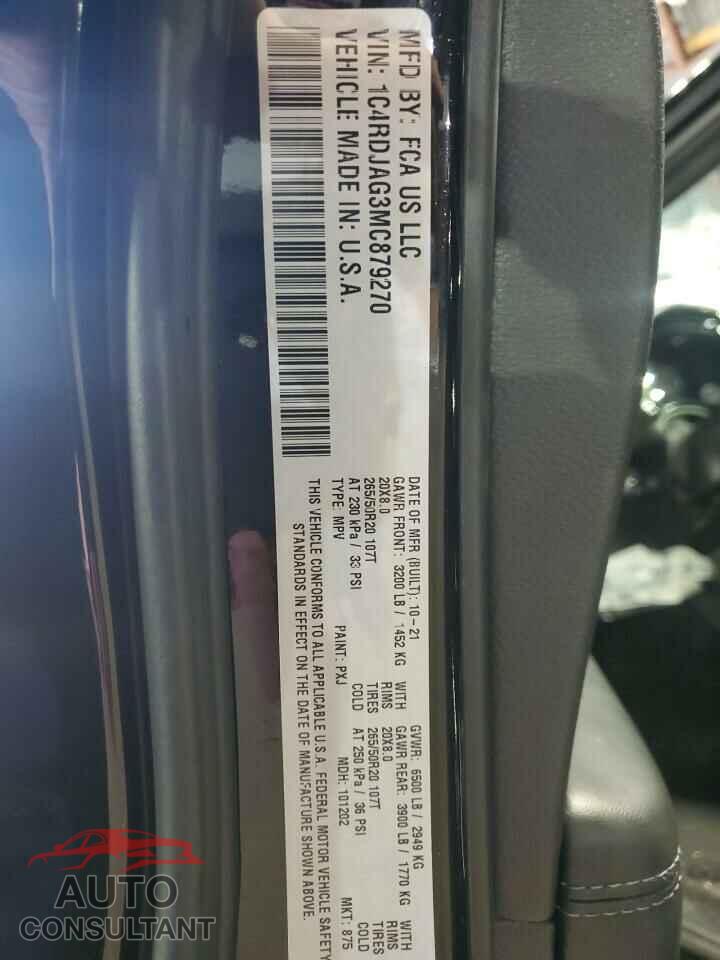 DODGE DURANGO 2021 - 1C4RDJAG3MC879270