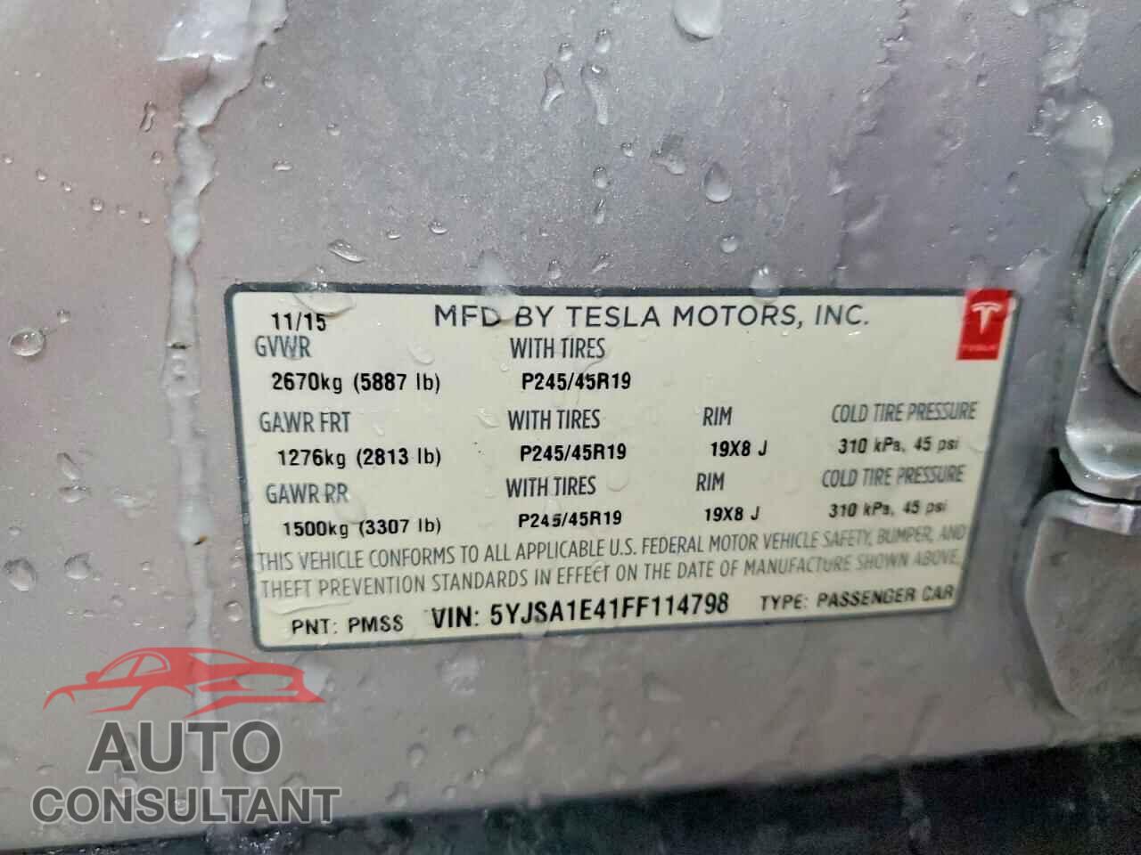 TESLA MODEL S 2015 - 5YJSA1E41FF114798