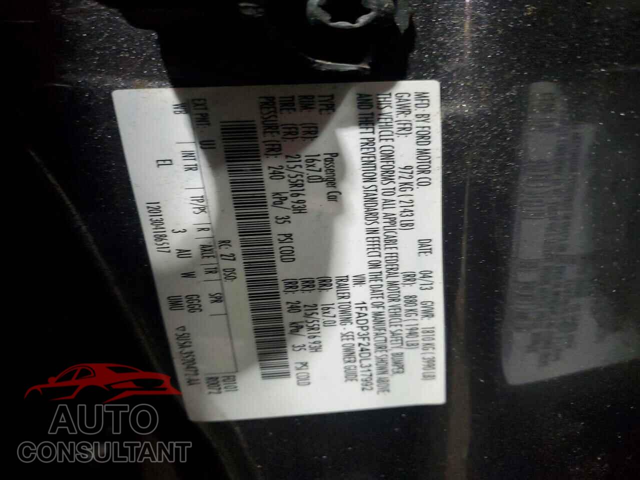 FORD FOCUS 2013 - 1FADP3F24DL317992