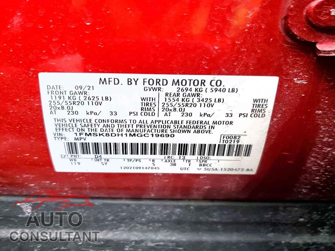 FORD EXPLORER 2021 - 1FMSK8DH1MGC19690