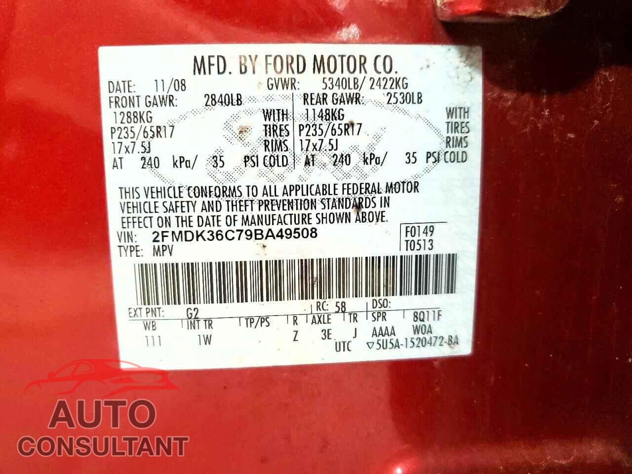 FORD EDGE 2009 - 2FMDK36C79BA49508