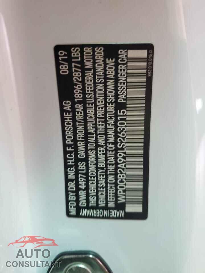 PORSCHE 911 2020 - WP0CB2A99LS263015