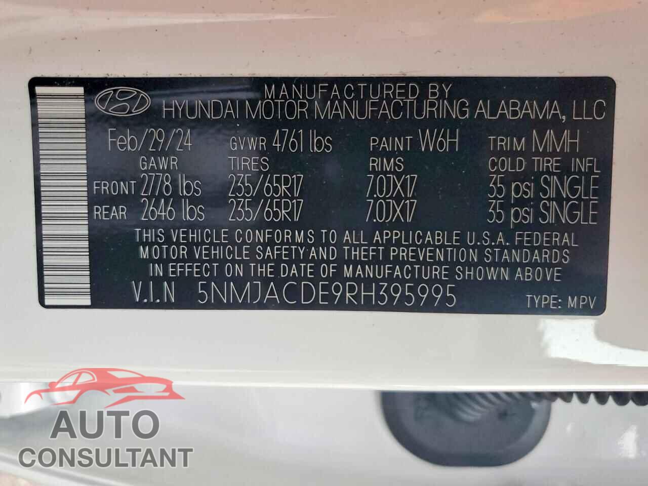 HYUNDAI TUCSON 2024 - 5NMJACDE9RH395995