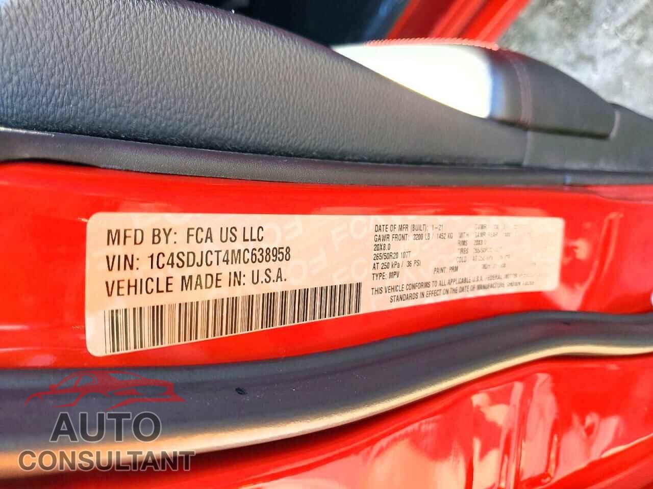 DODGE DURANGO 2021 - 1C4SDJCT4MC638958