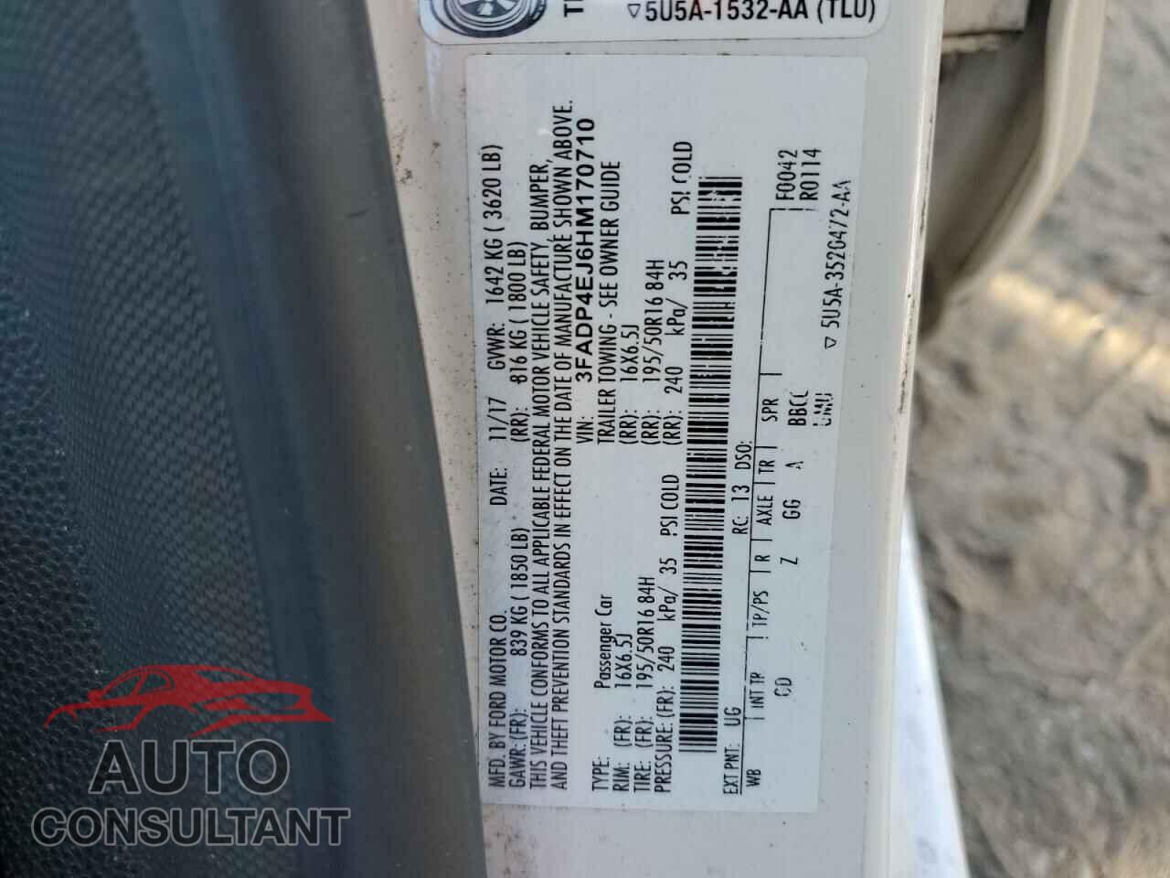 FORD FIESTA 2017 - 3FADP4EJ6HM170710