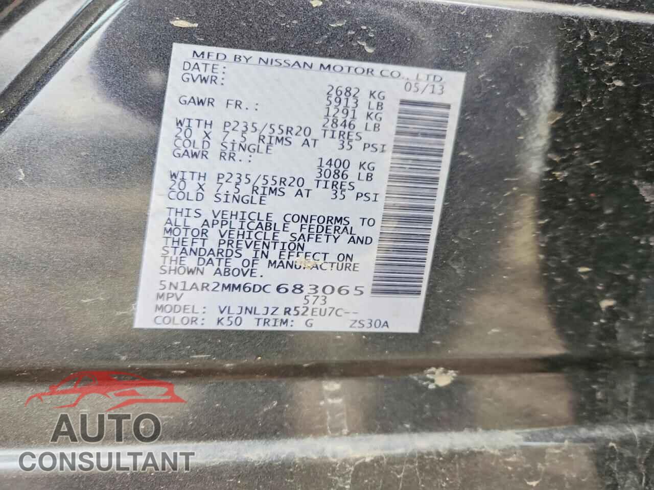 NISSAN PATHFINDER 2013 - 5N1AR2MM6DC683065