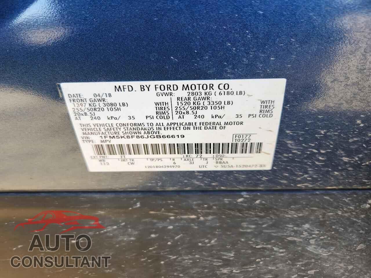 FORD EXPLORER 2018 - 1FM5K8F86JGB66619