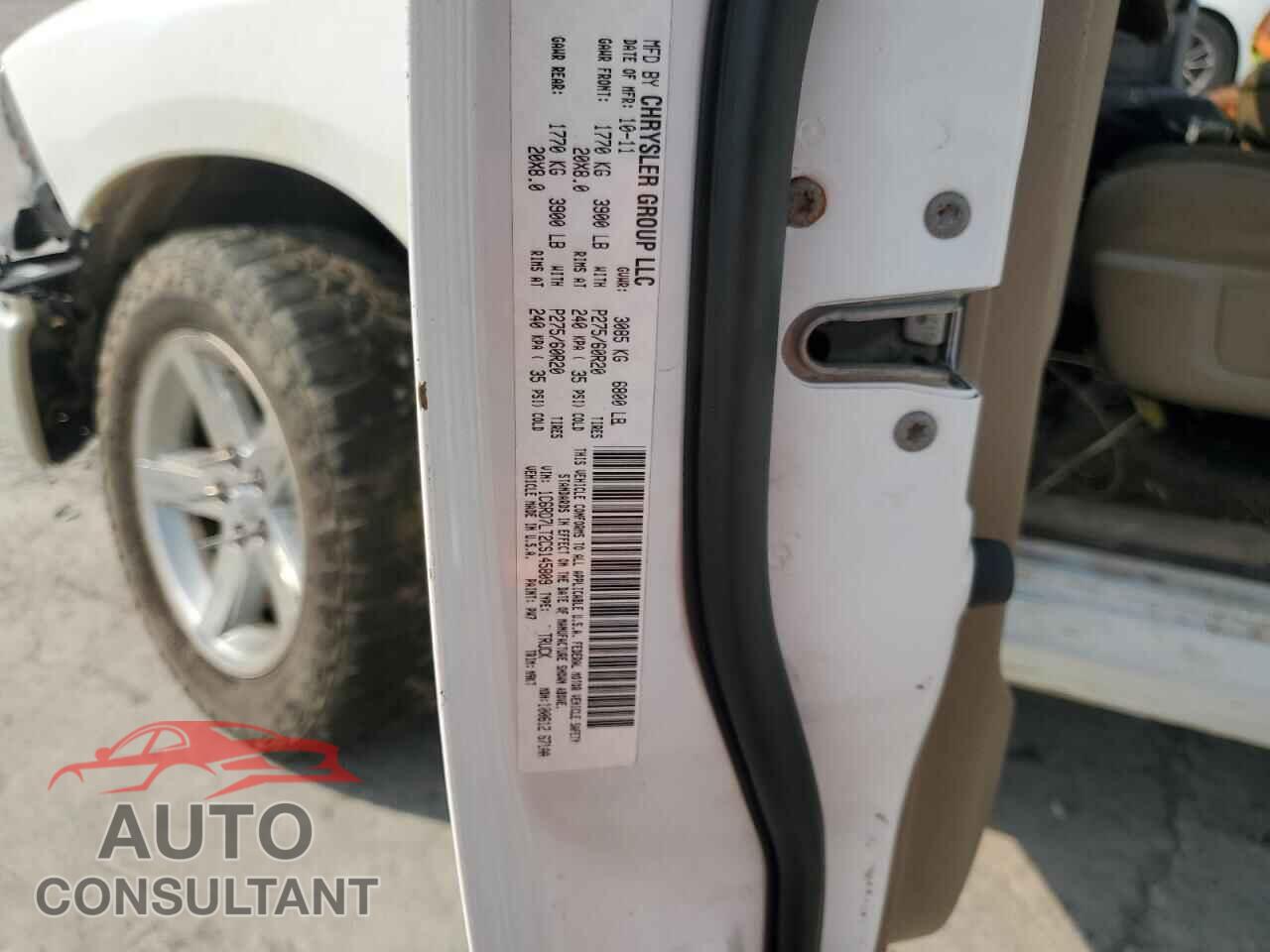 DODGE RAM 1500 2012 - 1C6RD7LT2CS145809