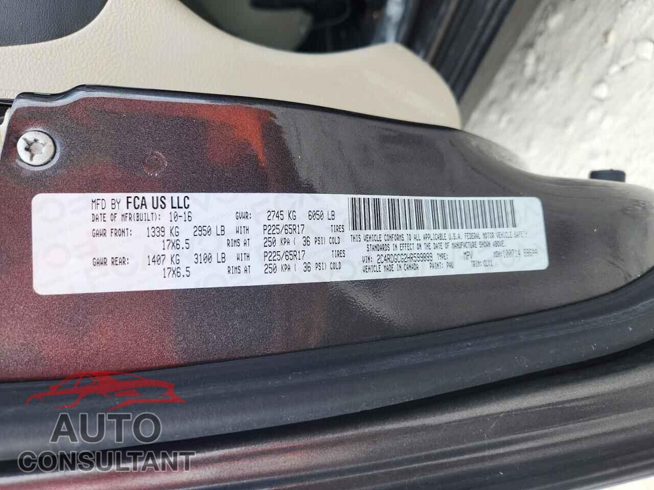 DODGE CARAVAN 2017 - 2C4RDGCG2HR599899