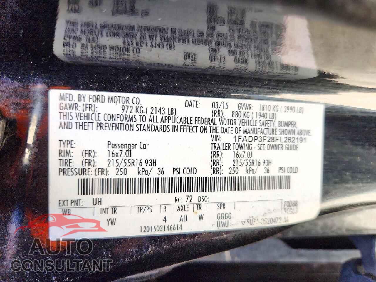 FORD FOCUS 2015 - 1FADP3F28FL262191