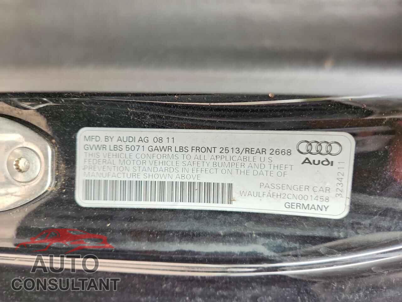 AUDI A5 2012 - WAULFAFH2CN001458