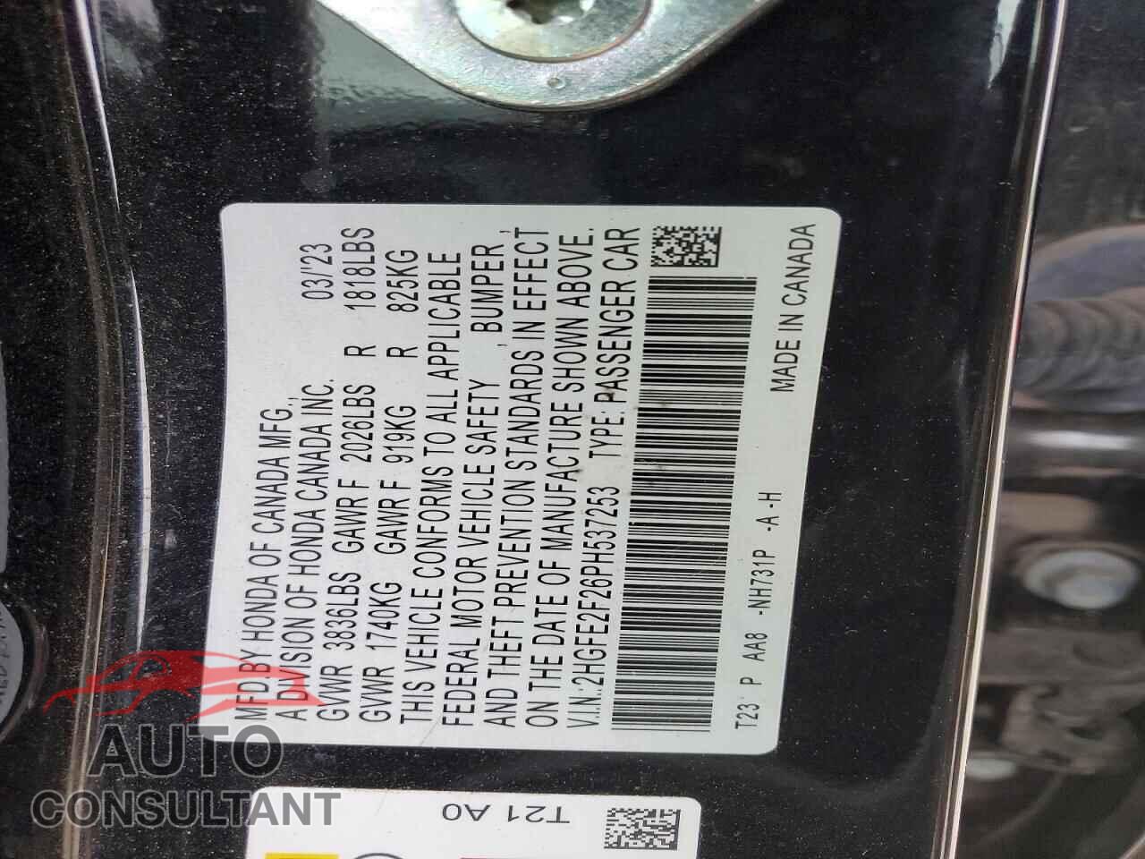 HONDA CIVIC 2023 - 2HGFE2F26PH537253