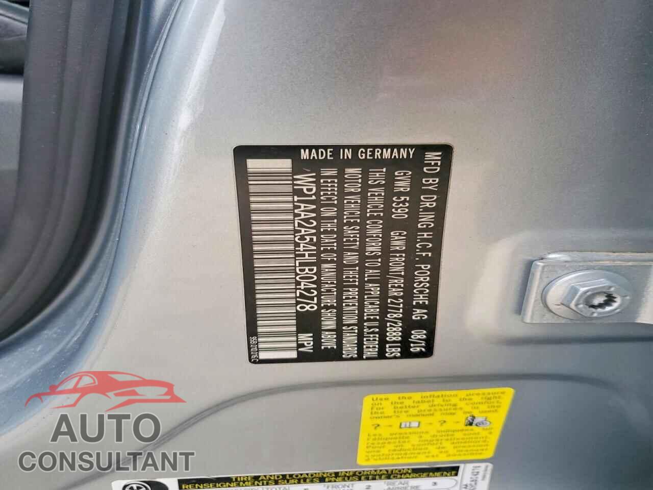 PORSCHE MACAN 2017 - WP1AA2A54HLB04278
