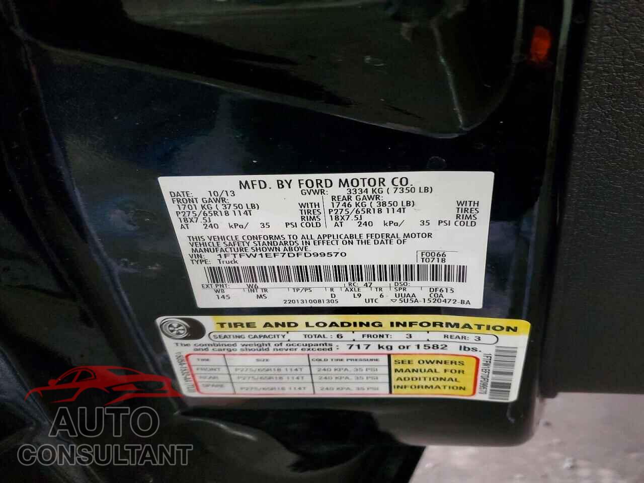FORD F150 2013 - 1FTFW1EF7DFD99570