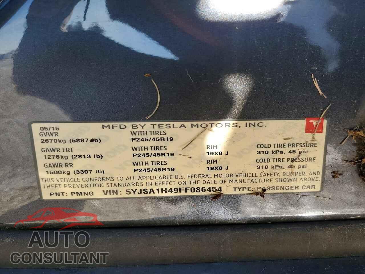 TESLA MODEL S 2015 - 5YJSA1H49FF086454