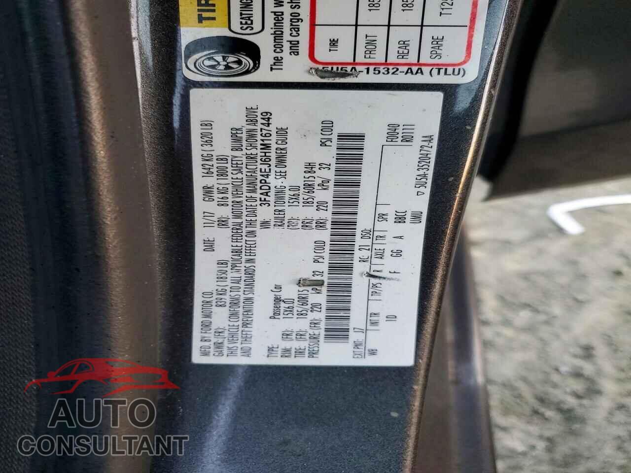 FORD FIESTA 2017 - 3FADP4EJ6HM167449