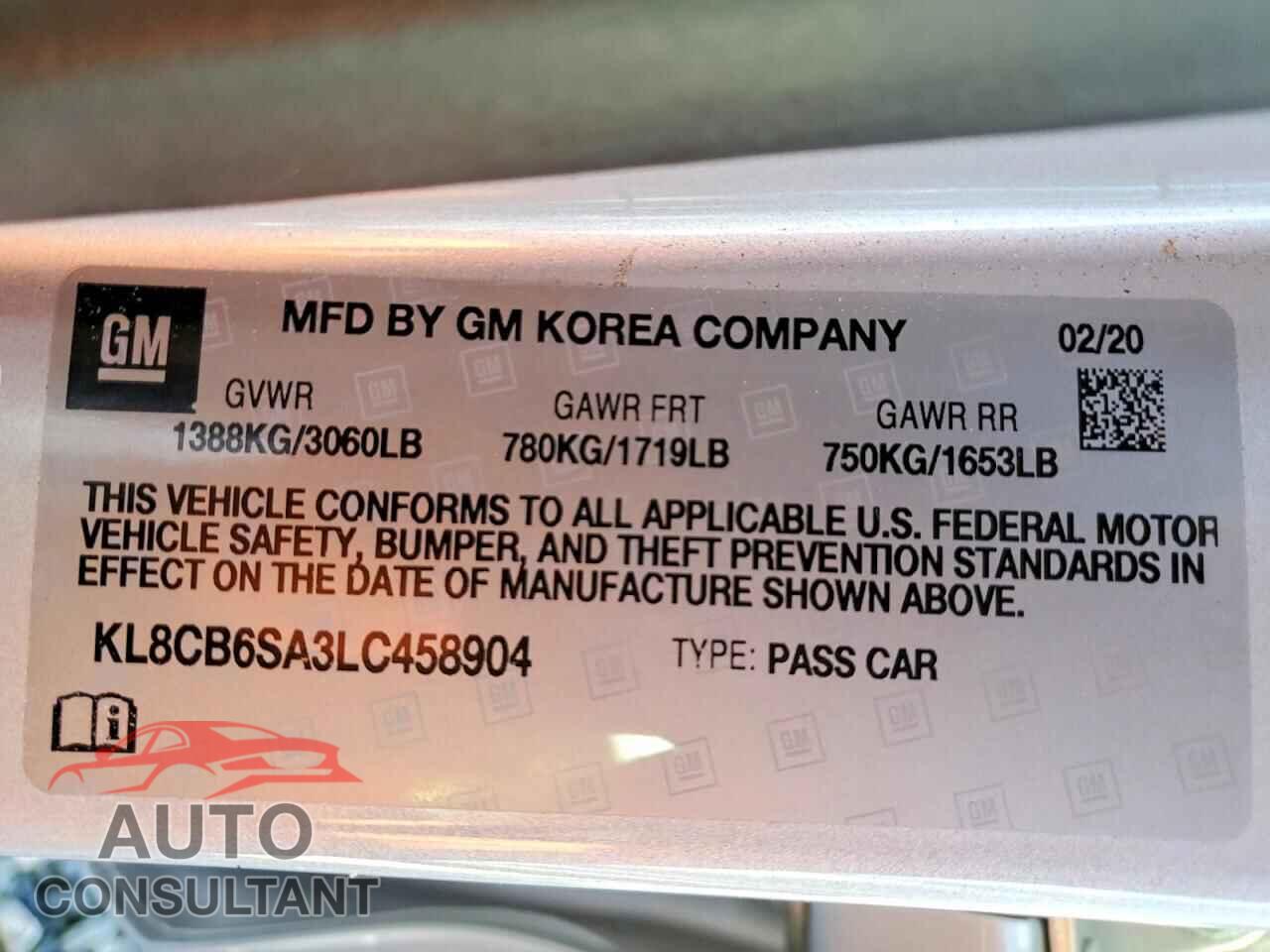 CHEVROLET SPARK 2020 - KL8CB6SA3LC458904