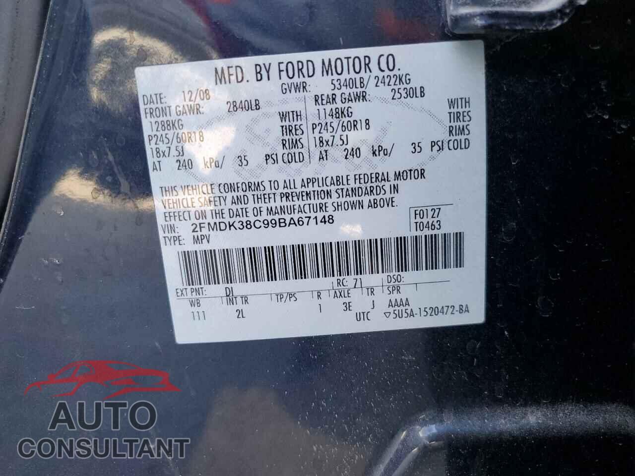 FORD EDGE 2009 - 2FMDK38C99BA67148