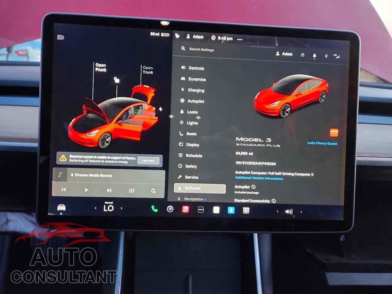 TESLA MODEL 3 2019 - 5YJ3E1EA4KF416384