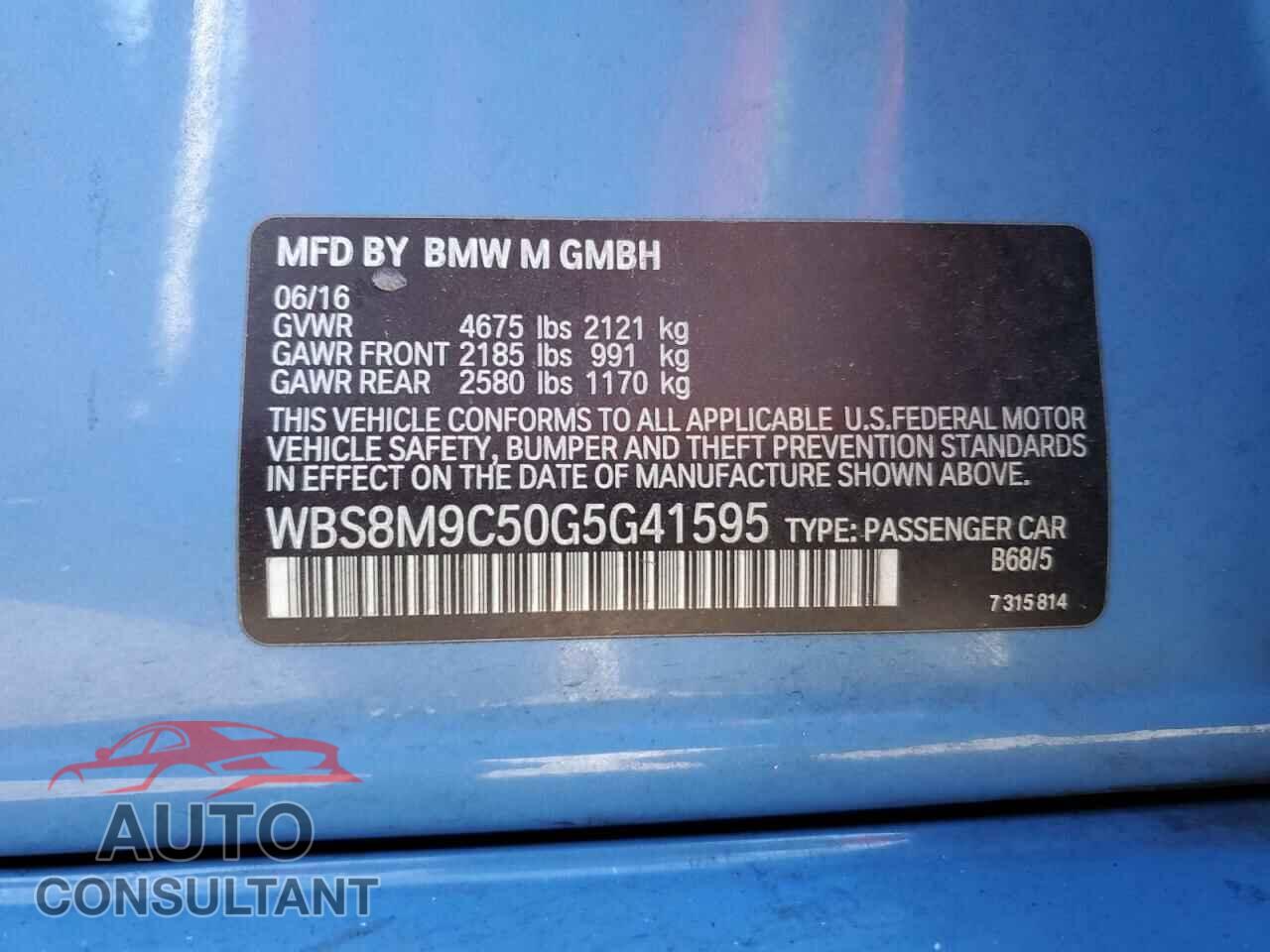 BMW M3 2016 - WBS8M9C50G5G41595