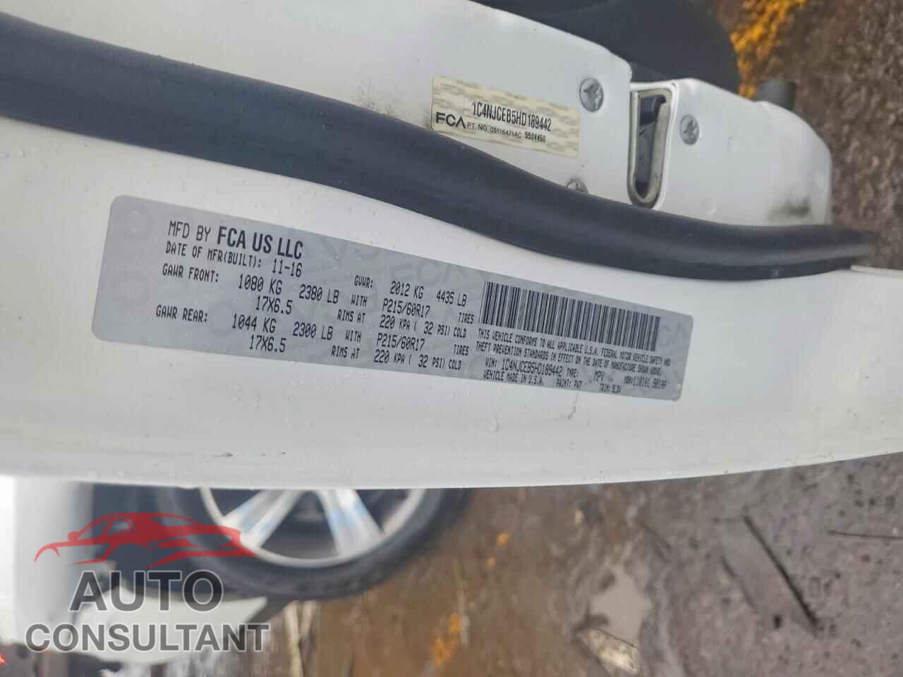 JEEP COMPASS 2017 - 1C4NJCEB5HD189442