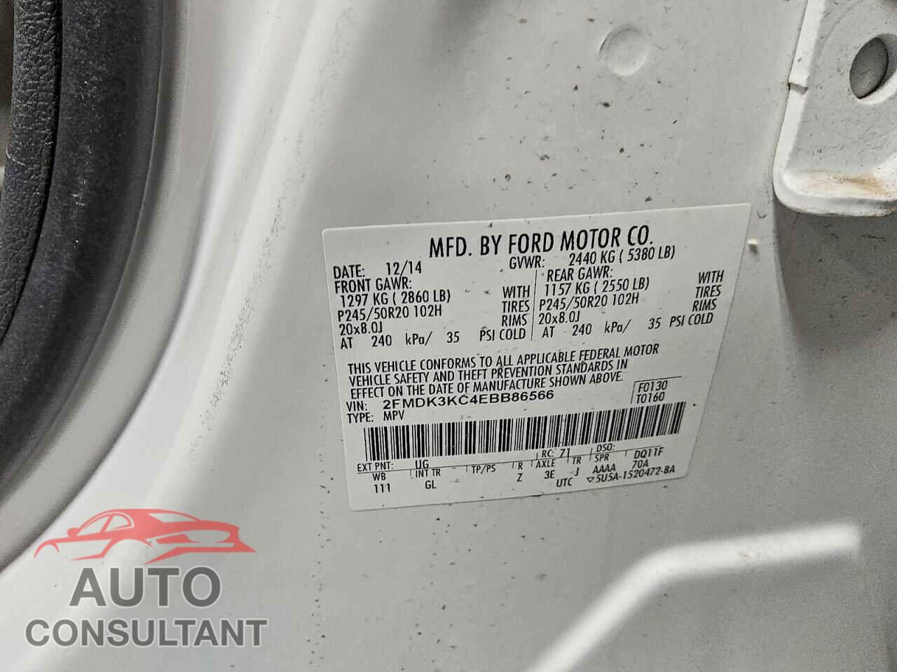 FORD EDGE 2014 - 2FMDK3KC4EBB86566