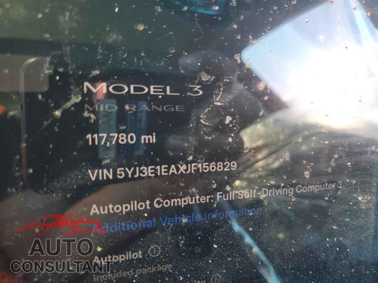 TESLA MODEL 3 2018 - 5YJ3E1EAXJF156829
