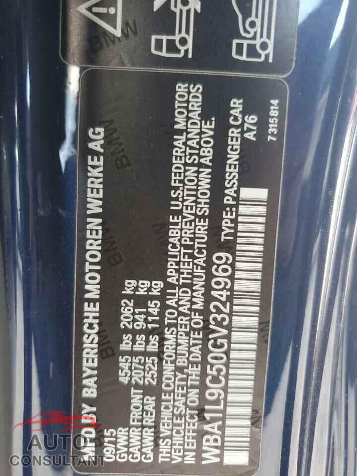 BMW 2 SERIES 2016 - WBA1L9C50GV324969