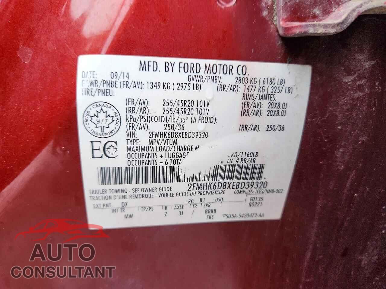 FORD FLEX 2014 - 2FMHK6D8XEBD39320