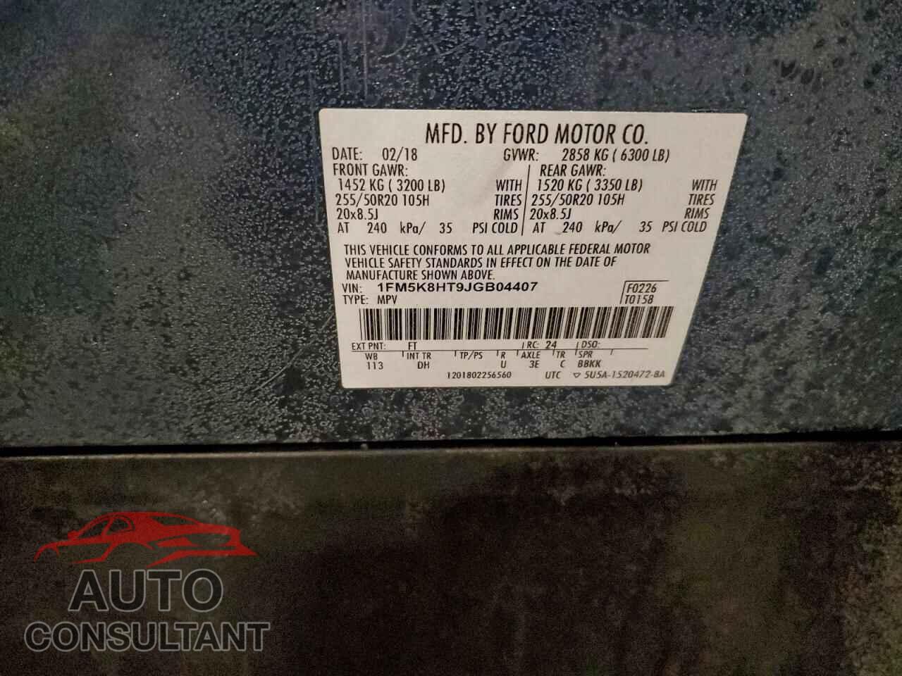 FORD EXPLORER 2018 - 1FM5K8HT9JGB04407