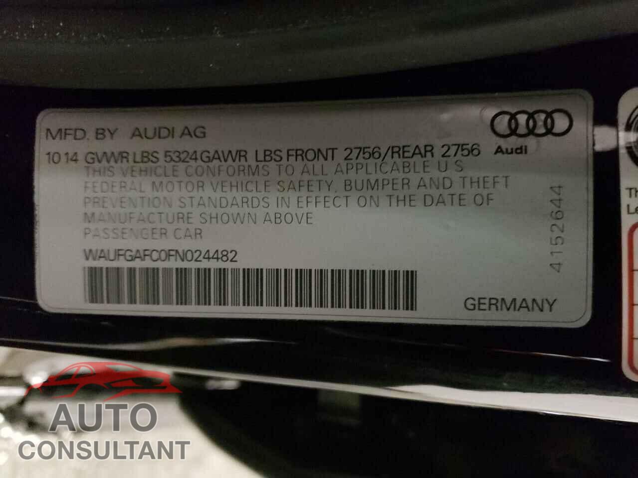 AUDI A6 2015 - WAUFGAFC0FN024482