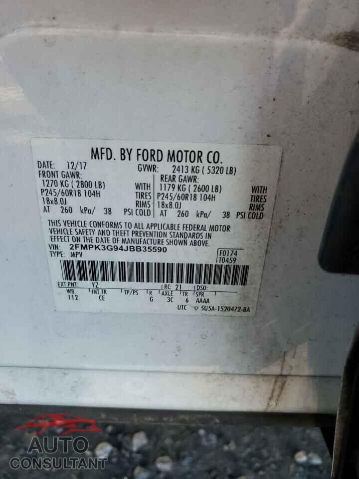 FORD EDGE 2018 - 2FMPK3G94JBB35590