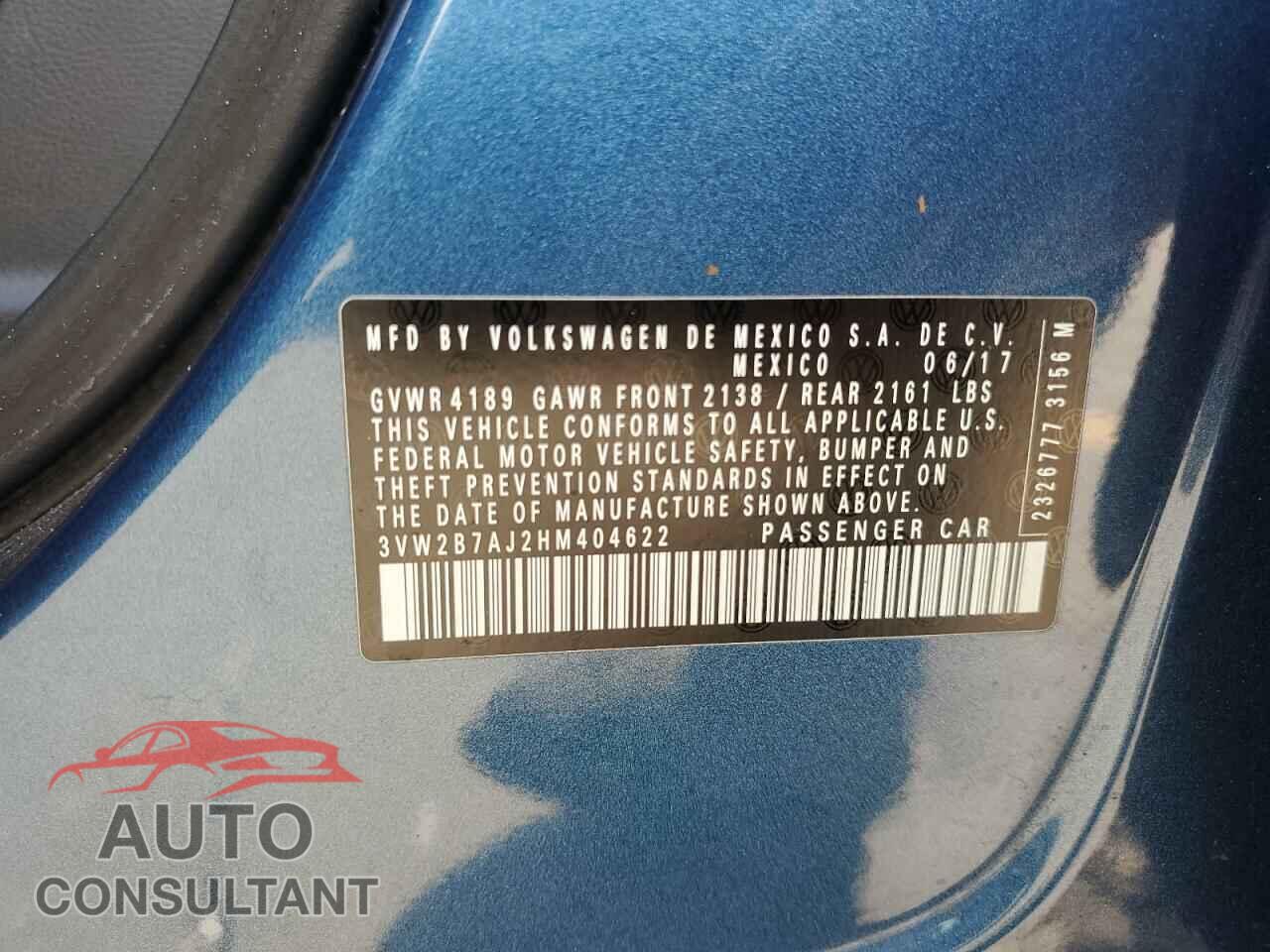 VOLKSWAGEN JETTA 2017 - 3VW2B7AJ2HM404622