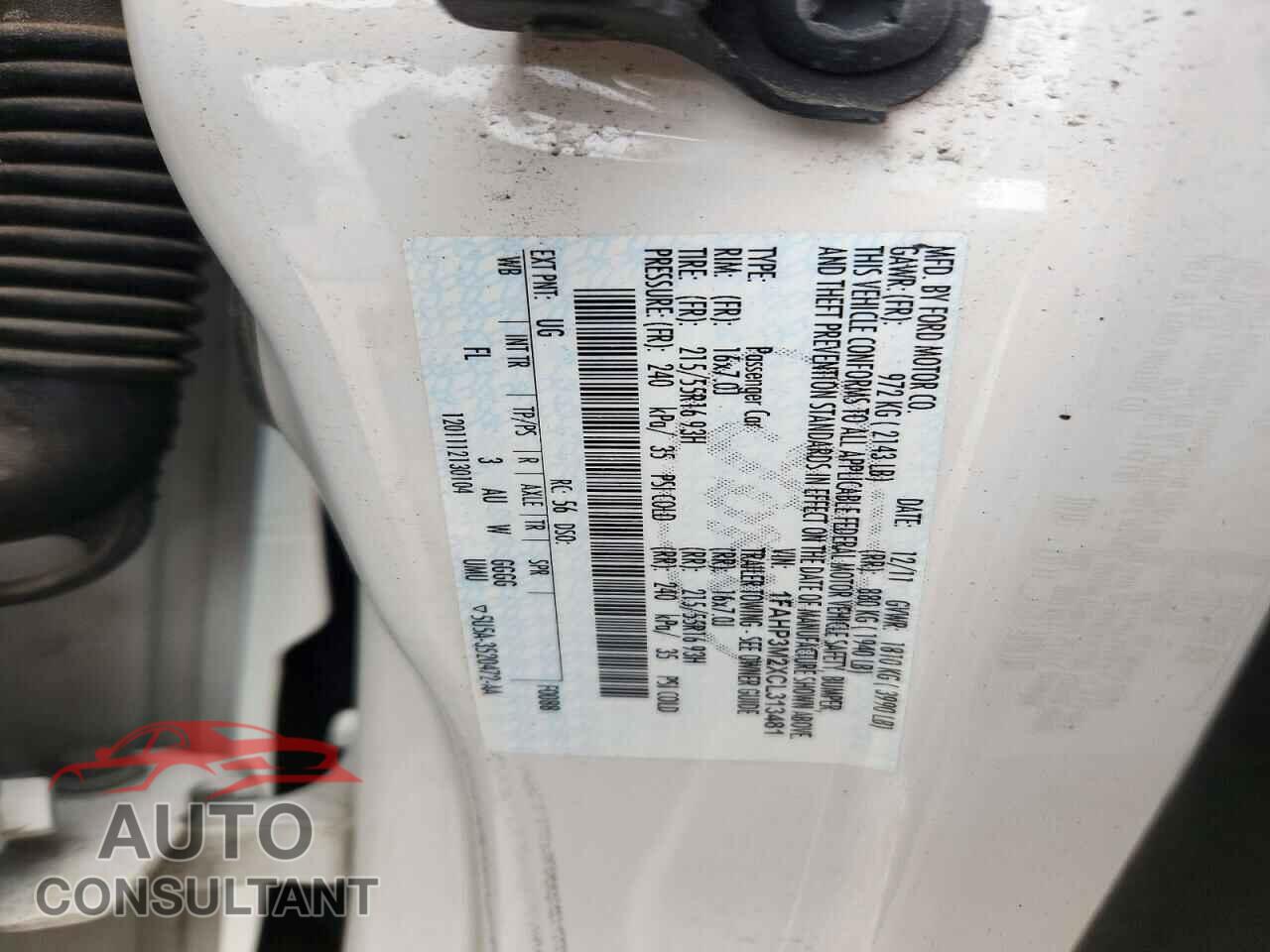 FORD FOCUS 2012 - 1FAHP3M2XCL313481